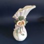 Art Nouveau Barbotine Vase Pair, Porcelain Floral Urns, Hand Made Majolica Set