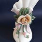 Art Nouveau Barbotine Vase Pair, Porcelain Floral Urns, Hand Made Majolica Set