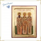Three Hierarchs Handmade Icon, Religious Greek Christian Orthodox Easter Gifts