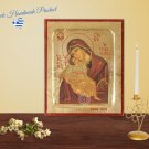 Greek Orthodox Handmade Icon-Mother Mary Kissing Baby Jesus, Best Christian Gift