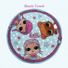 Girls Round Beach Towel, LOL Surprise OMG Dolls Summer Gifts, Cute Kids Blanket