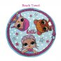 Girls Round Beach Towel, LOL Surprise OMG Dolls Summer Gifts, Cute Kids Blanket