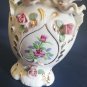 Vintage Porcelain Vase with Hand Painted Embossed Angels, Flowers & Gold Accents