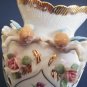 Vintage Porcelain Vase with Hand Painted Embossed Angels, Flowers & Gold Accents