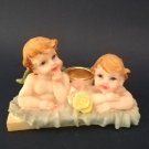 Vintage Little Angels Candle Holder, Retro Romantic Angels Candlestick Holder