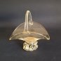 RARE VINTAGE Glass Basket Bowl with Carved Silver Base, 1980s Made In Italy, NEW