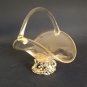 RARE VINTAGE Glass Basket Bowl with Carved Silver Base, 1980s Made In Italy, NEW