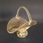 RARE VINTAGE Glass Basket Bowl with Carved Silver Base, 1980s Made In Italy, NEW