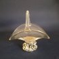 RARE VINTAGE Glass Basket Bowl with Carved Silver Base, 1980s Made In Italy, NEW