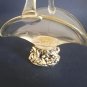 RARE VINTAGE Glass Basket Bowl with Carved Silver Base, 1980s Made In Italy, NEW