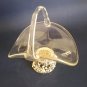 RARE VINTAGE Glass Basket Bowl with Carved Silver Base, 1980s Made In Italy, NEW
