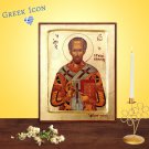 St John Chrysostom Icon, Greek Christian Byzantine Art, Handmade Religious Gift