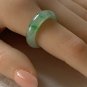 US 8 Type A Highly-translucent Pure Green Jadeite Jade Band Ring MyanmarJade