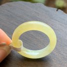 US 6 Translucent Grade A Non-heated Yellow Jadeite Jade Band Ring