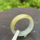 US 8.5 Highly-translucent Type A Yellow Jadeite Jade Band Ring Myanmar Old Pit Jade