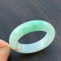 US 10.5 Type A Translucent Green Jadeite Jade Band Ring Grade A Myanmar Jade Ring