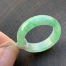 US 8.5 Type A Translucent Green Jadeite Jade Band Ring  Grade A Myanmar Jade Ring