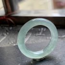 US 7 Highly-translucent Type A Green Jadeite Jade Ring Grade A Myanmar Jade Band Ring