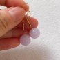 Type A Myanmar Pale Lavender Jadeite Jade Bead Earring 18K Solid Yellow Jade Earring