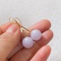 Type A Myanmar Pale Lavender Jadeite Jade Bead Earring 18K Solid Yellow Jade Earring