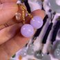Type A Myanmar Pale Lavender Jadeite Jade Bead Earring 18K Solid Yellow Jade Earring