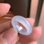 US 5.5 Type A Highly-translucent  White Jadeite Jade Ring Grade A Myanmar Icy White Jade Ring