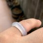 US 5.5 Type A Highly-translucent  White Jadeite Jade Ring Grade A Myanmar Icy White Jade Ring