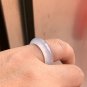 US 5.5 Type A Highly-translucent  White Jadeite Jade Ring Grade A Myanmar Icy White Jade Ring