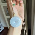 Type A Myanmar Icy White Jadeite Jade Necklace Grade A Icy White Jade Lucky Buckle Carving Pendant