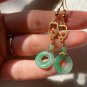 Type A Icy Pure Green Jadeite Jade Donuts Earring Grade Icy Pure Green Donuts Retro Earrings