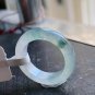 US 6 Type A Icy Greenish Jadeite Jade Band Ring Grade A Myanmar Old Pit Jade Ring
