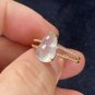 US 8 Highly-translucent Colorless Jadeite Jade Ring 18K Solid Yellow Gold & Grade A Jade Gourd Ring