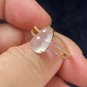 US 8 Highly-translucent Colorless Jadeite Jade Ring 18K Solid Yellow Gold & Grade A Jade Gourd Ring