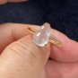 US 8 Highly-translucent Colorless Jadeite Jade Ring 18K Solid Yellow Gold & Grade A Jade Gourd Ring