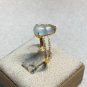 US 8 Highly-translucent Colorless Jadeite Jade Ring 18K Solid Yellow Gold & Grade A Jade Gourd Ring