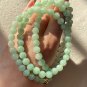 7.8mm Type A Icy Pale Green Jadeite Jade Beaded Necklace Grade A Icy Pale Green Jade Long Necklace