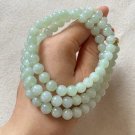 7.8mm Type A Pale Green Jadeite Jade Beaded Necklace Grade A Myanmar Pale Green Jade Long Necklace