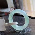 US 6 3/4 Type A Icy Green Jadeite Jade Band Ring Grade A Natural Myanmar Icy Pale Green Jade Ring