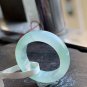 US 6 3/4 Type A Icy Green Jadeite Jade Band Ring Grade A Natural Myanmar Icy Pale Green Jade Ring