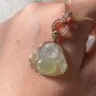 Type A Non-heated Yellow Jadeite Jade Buddha Pendant 18K Solid Rose Gold Grade A Yellow Jade Buddha