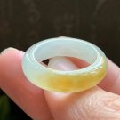 US 6 1/2 Type A Icy Yellow Jadeite Jade Band Ring Grade A Myanmar Yellow Jade Ring