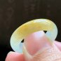 US 6 1/2 Type A Icy Yellow Jadeite Jade Band Ring Grade A Myanmar Yellow Jade Ring
