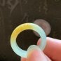 US 6 1/2 Type A Icy Yellow Jadeite Jade Band Ring Grade A Myanmar Yellow Jade Ring