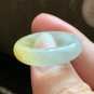 US 6 1/2 Type A Icy Yellow Jadeite Jade Band Ring Grade A Myanmar Yellow Jade Ring