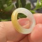 US 6 1/2 Type A Icy Yellow Jadeite Jade Band Ring Grade A Myanmar Yellow Jade Ring