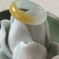 US 6 1/2 Type A Icy Yellow Jadeite Jade Band Ring Grade A Myanmar Yellow Jade Ring