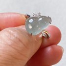 Type A Blue Jadeite Jade Ring 18K Solid White Gold & Grade A Icy Pale Blue Jade Gourd Ring