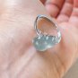 Type A Blue Jadeite Jade Ring 18K Solid White Gold & Grade A Icy Pale Blue Jade Gourd Ring