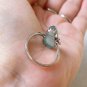 Type A Blue Jadeite Jade Ring 18K Solid White Gold & Grade A Icy Pale Blue Jade Gourd Ring