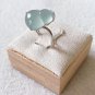 Type A Blue Jadeite Jade Ring 18K Solid White Gold & Grade A Icy Pale Blue Jade Gourd Ring